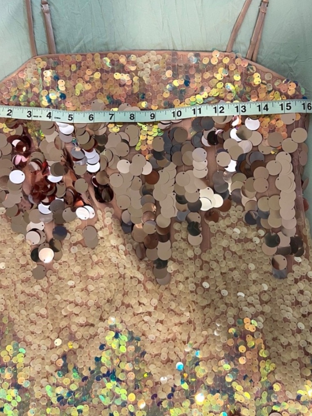 12th Tribe Rose Gold Sequin Mini Dress - Picture 7 of 9